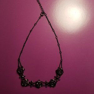 Vintage Style Black Rose Choker